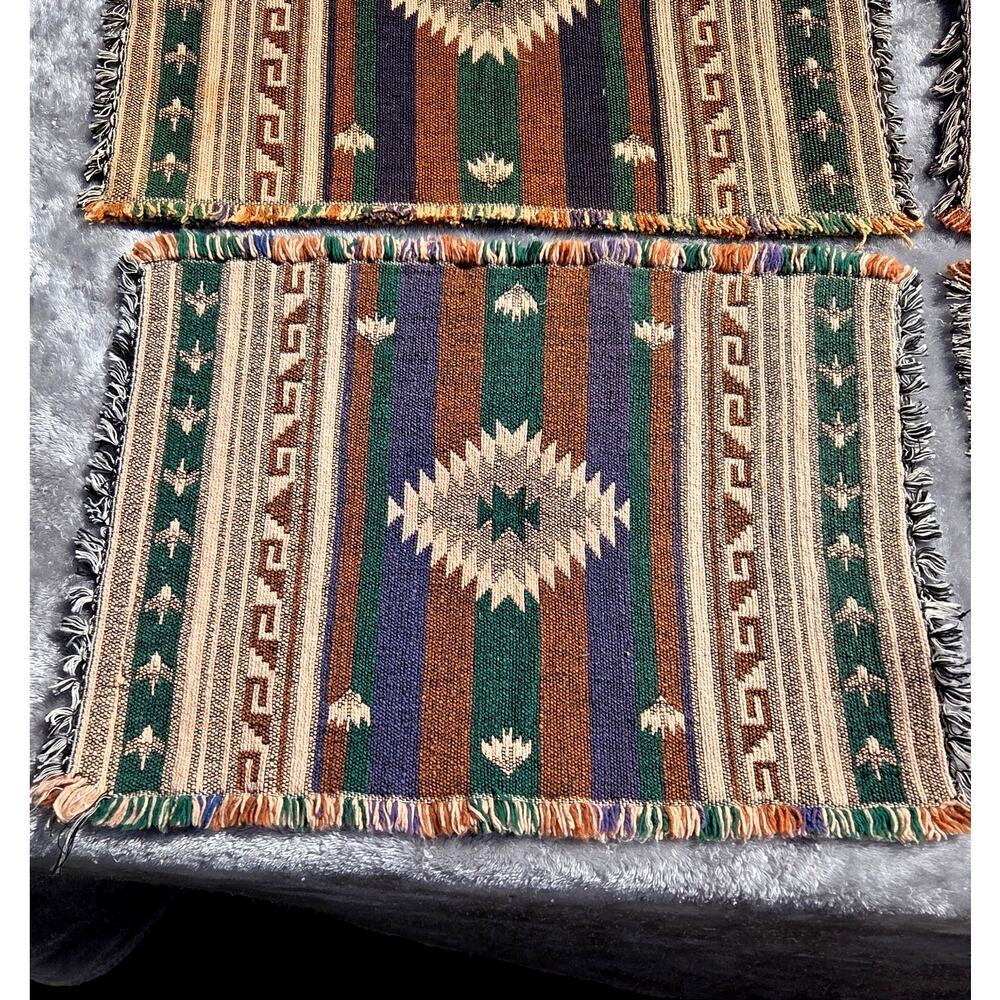El Paso Saddle Blanket Co Four Chimayo Southwest Placemats 20x15 Reversible
